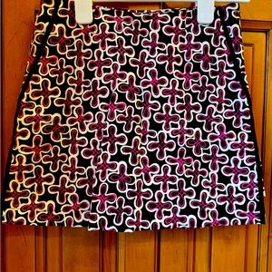 Mini Skirt in Black and Pink Floral Geo Print